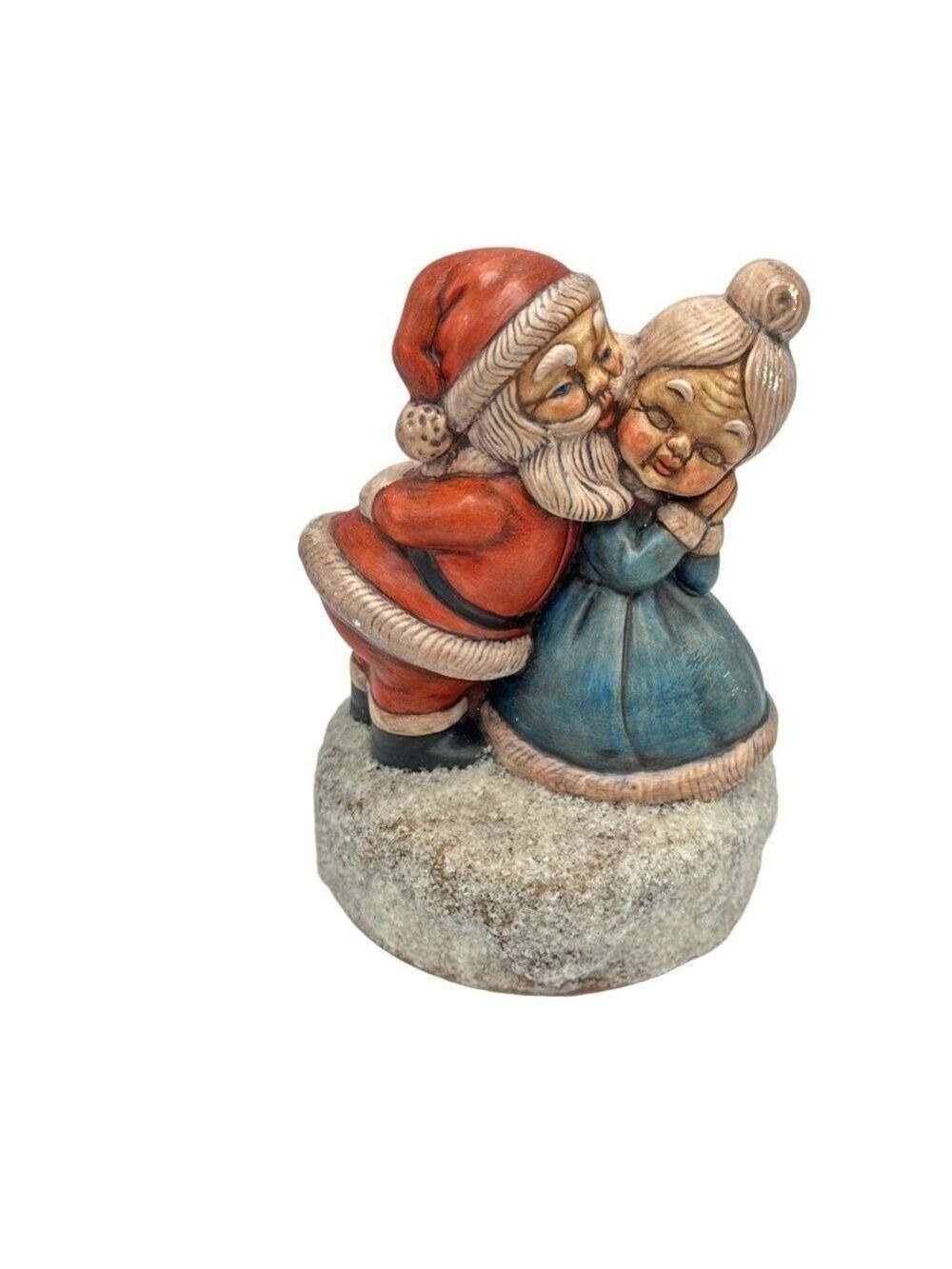 Kissing Santa and Mrs. Claus Ceramic Christmas Holiday Figurine Vintage 1970’s